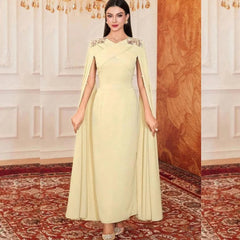Jiayigong Sparkle Exquisite Evening Jersey Beading Draped Valentine'S Day A-Line V-Neck Bespoke Occasion Gown Midi Dresses