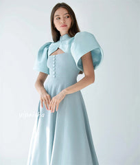 Jiayigong High Quality Evening Jersey Draped Button Clubbing A-Line High Collar Bespoke Occasion Gown Long Sleeve Dresses