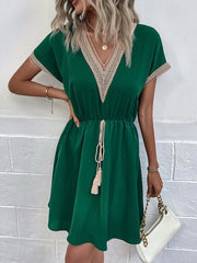 "Stay stylish and classy this summer with our Lace A-Line Mini Dress! Perfect for any vintage party or casual outing. Get yours now! 💃 #SummerFashion #VintageParty"