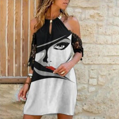 Women Solid Halter Mini Slim Dresses Elegant Office Lady Hollow Out Patchwork Summer Dress Sexy Lace up Party Dresses Vestidos