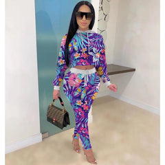 "Stay stylish and comfortable with this sexy two-piece patchwork tracksuit from Lady Bodycon! 💃🏼🏃‍♀️ #Sportswear #OutfitGoals"