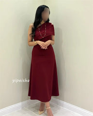 Jiayigong Sparkle Exquisite Evening Jersey Draped Pleat Homecoming A-Line One-Shoulder Bespoke Occasion Gown Midi Dresses