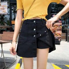 Summer Slimming Anti-Exposure Denim Mini Dress Women'S Skirt Student Korean Version Plus-Size Hip Covering A- Line Skirt