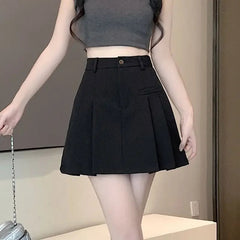 2024 Spring Summer New High-Waisted Preppy Style Jk Skirt Slimming A- Line Mini Dress Women'S Fashion Pleated Half-Length Skirt