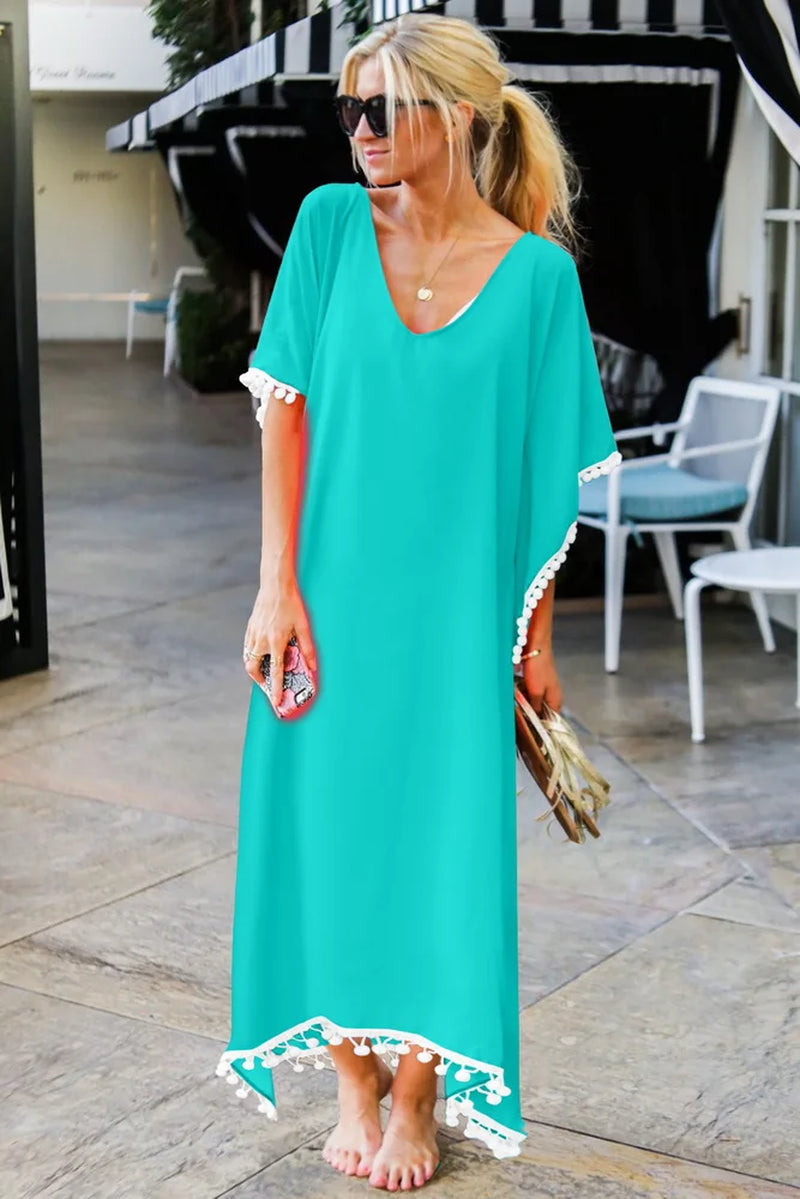 "Get your summer style on point with this sexy V-neck beach dress! ☀️👗 #SummerFashion #BeachVibes"