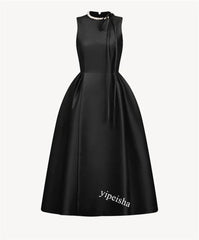 Jiayigong Sparkle Exquisite Evening Jersey Beading Draped A-Line O-Neck Bespoke Occasion Gown Midi Dresses