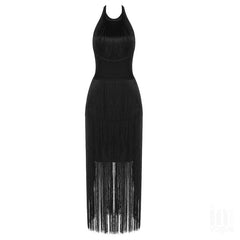2023 New Sexy Bodycon Midi Tassel Bandage Dress Vestidos Para Mujeres De Fiesta Evening Club Party Summer Women Prom Dresses