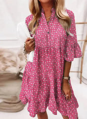 Denim Dress Summer Casual Half Sleeve Loose Mini Dress Women Reffle Loose Boho Beach Dresses Vintage Jean Vestidos 2024 Robes