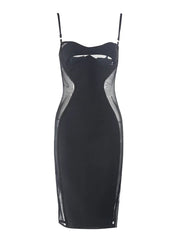 "Turn heads in this sexy Spaghetti Strap Mesh Patchwork Bandage Dress! 💃 Perfect for summer parties and events. #FashionGoals"